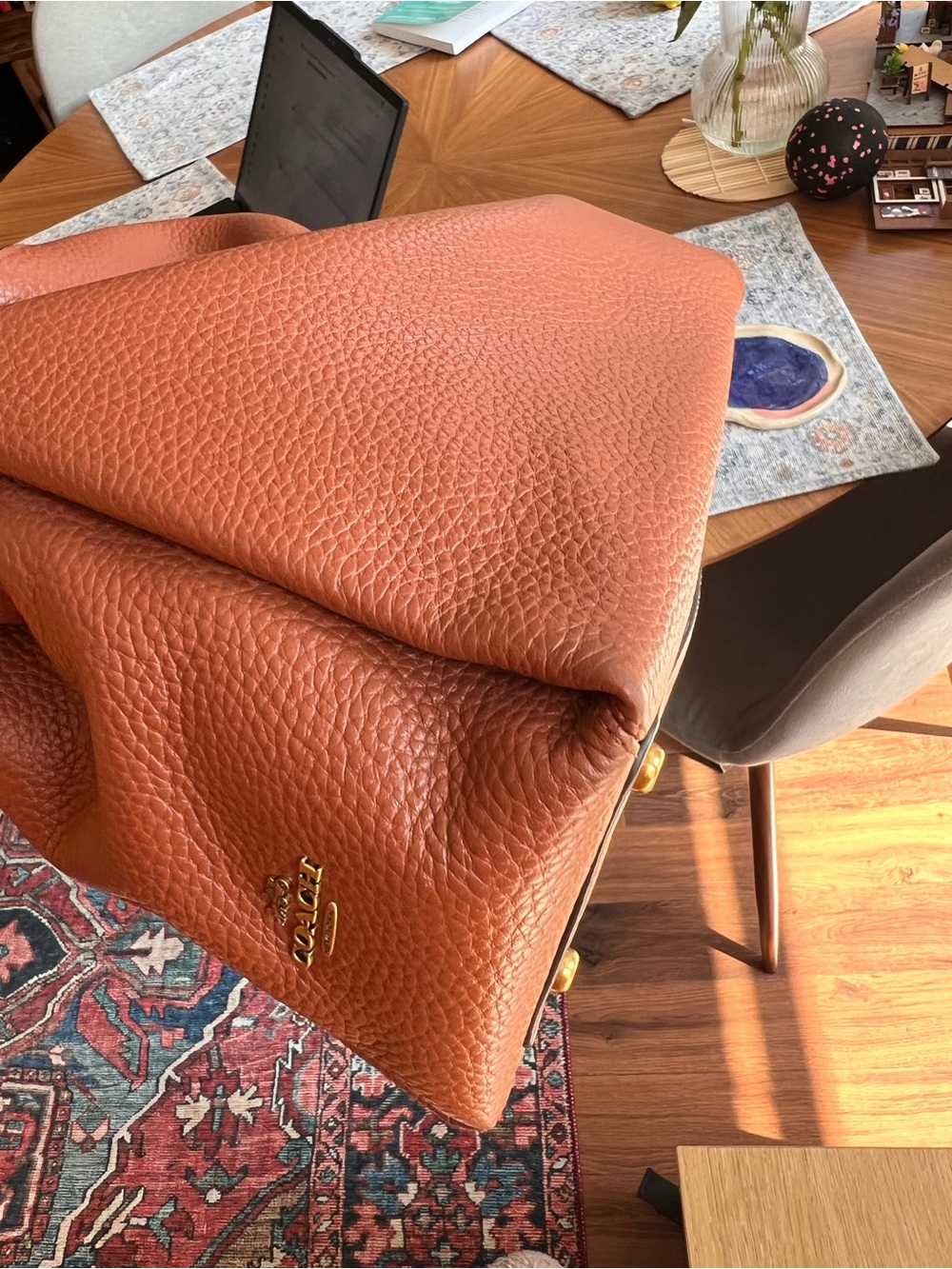 Coach Brown Pebbled Leather Shoulder Bag - Picture 5 of 9